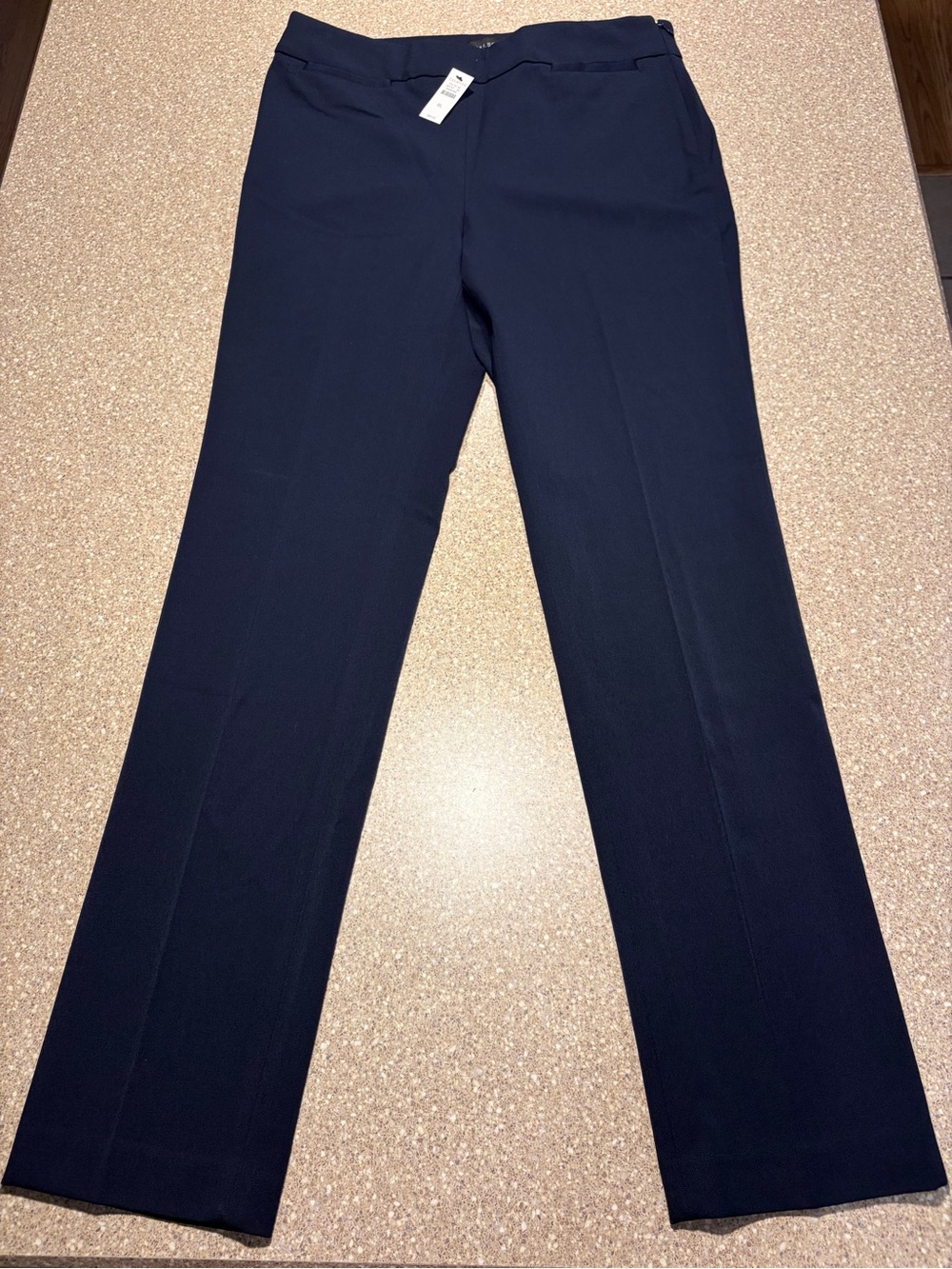 Talbots Refined Bi-Stretch Straight Leg Pants High Waist Navy Blue Womens 8 Long